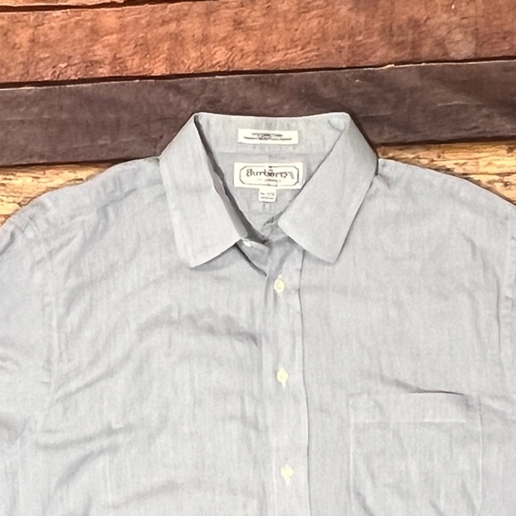 Burberrys of London Blue Button Down Long Sleeve Dress Suit Made in USA Shirt - Picture 2 of 5